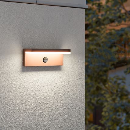 Brilagi - LED наружный настенный светильник с датчиком TESSI LED/10W/230V коричневый IP54