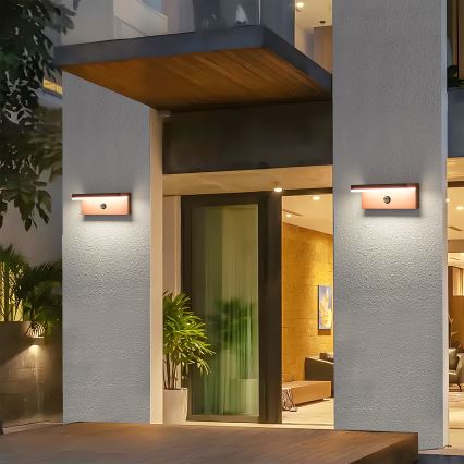 Brilagi - LED наружный настенный светильник с датчиком TESSI LED/10W/230V коричневый IP54