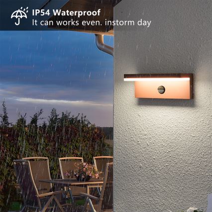 Brilagi - LED наружный настенный светильник с датчиком TESSI LED/10W/230V коричневый IP54