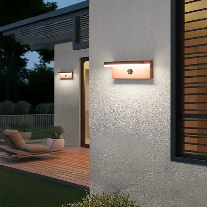 Brilagi - LED наружный настенный светильник с датчиком TESSI LED/10W/230V коричневый IP54