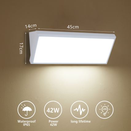 Brilagi - Наружный настенный светильник TRIANGLE LED, 42W, 230V, 3000/4000/6500K, 45 см, белый, IP65
