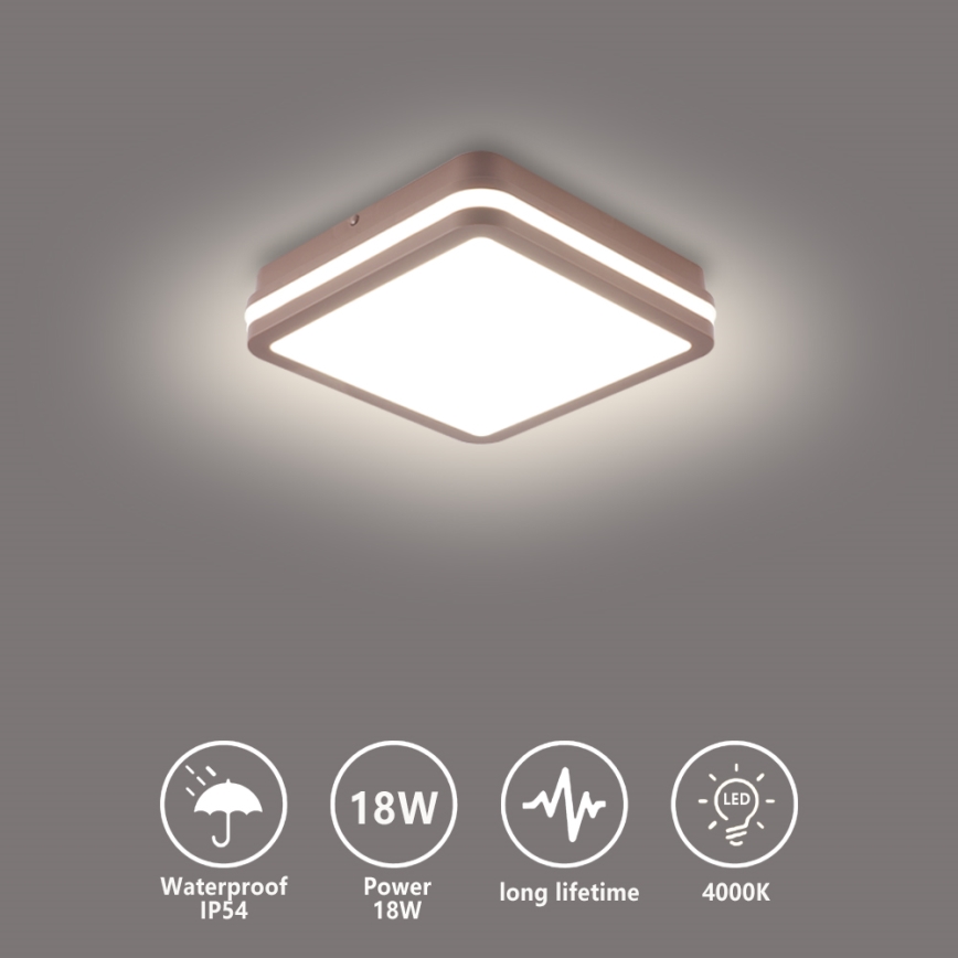 Brilagi - LED уличный потолочный светильник BENE LED/18W/230V 21,5x21,5 см коричневый IP54