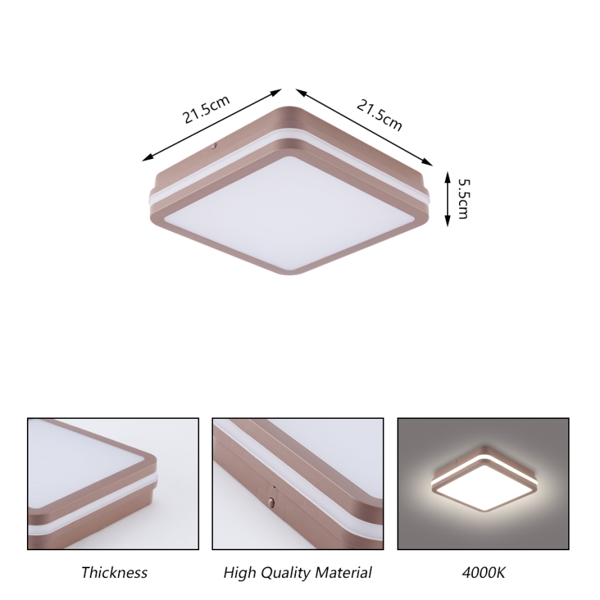 Brilagi - LED уличный потолочный светильник BENE LED/18W/230V 21,5x21,5 см коричневый IP54