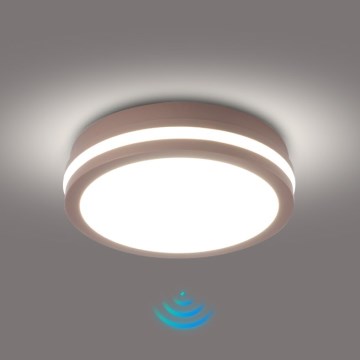 Brilagi - LED уличный потолочный светильник со встроенным датчиком BENE LED/18W/230V Ø 21,5 см, коричневый, IP54