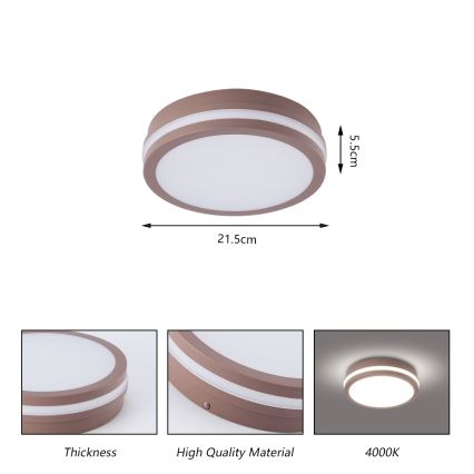 Brilagi - LED уличный потолочный светильник со встроенным датчиком BENE LED/18W/230V Ø 21,5 см, коричневый, IP54