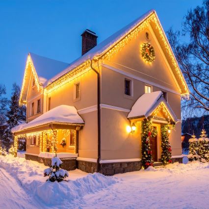 Brilagi - уличная рождественская LED-гирлянда, 360 светодиодов, 8 режимов, длина 14 м, IP44, тёплый белый, эффект сосулек