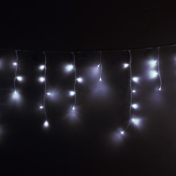 Brilagi - LED уличный новогодний световой занавес с эффектом сосулек, 200 светодиодов, 8 режимов, 13 м, IP44, холодный белый