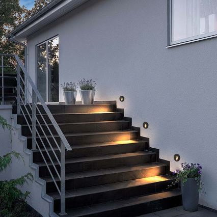 Brilagi - LED уличный встраиваемый светильник STAIRDOT LED/2W/230V черный IP65 круглый