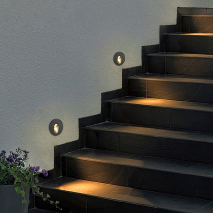 Brilagi - LED уличный встраиваемый светильник STAIRDOT LED/2W/230V черный IP65 круглый