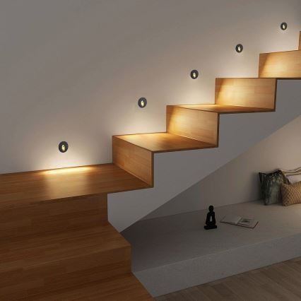 Brilagi - LED уличный встраиваемый светильник STAIRDOT LED/2W/230V черный IP65 круглый