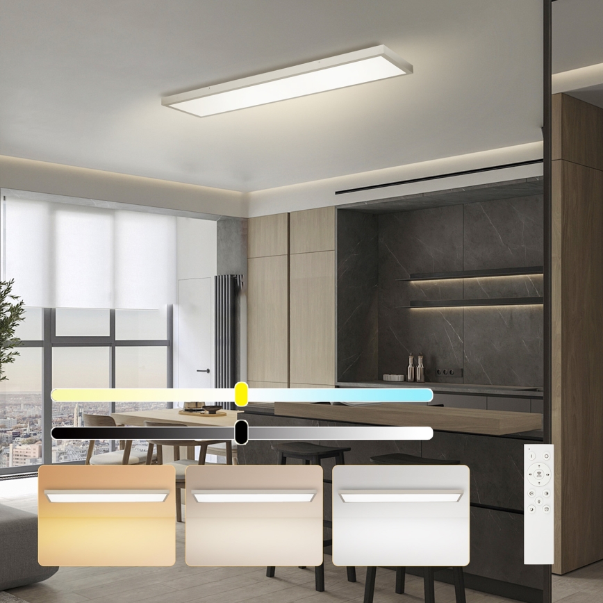 Brilagi - димований LED стельовий світильник для ванної кімнати FRAME SMART LED/50W/230V 120x30 см 3000-6000K IP44 сріблястий + пульт дистанційного керування