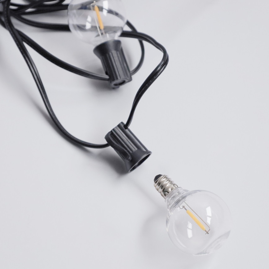 Brilagi - LED зовнішня декоративна гірлянда GIRLANDA 10×E12/0,6 Вт/230 В, 8 м, чорна, IP44, тепле біле світло