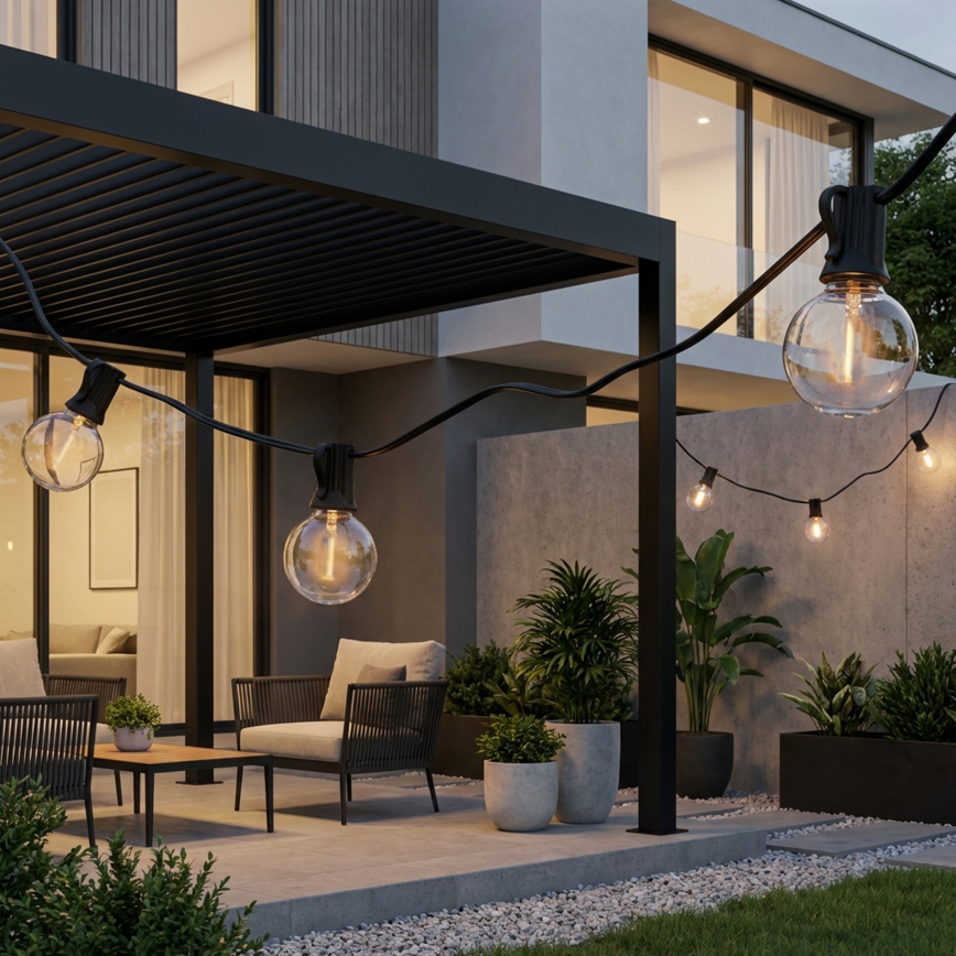BRILAGI - LED зовнішня декоративна гірлянда GIRLANDA 25xE12/0,6W/230V 20m чорна IP44 теплий білий + пульт дистанційного керування