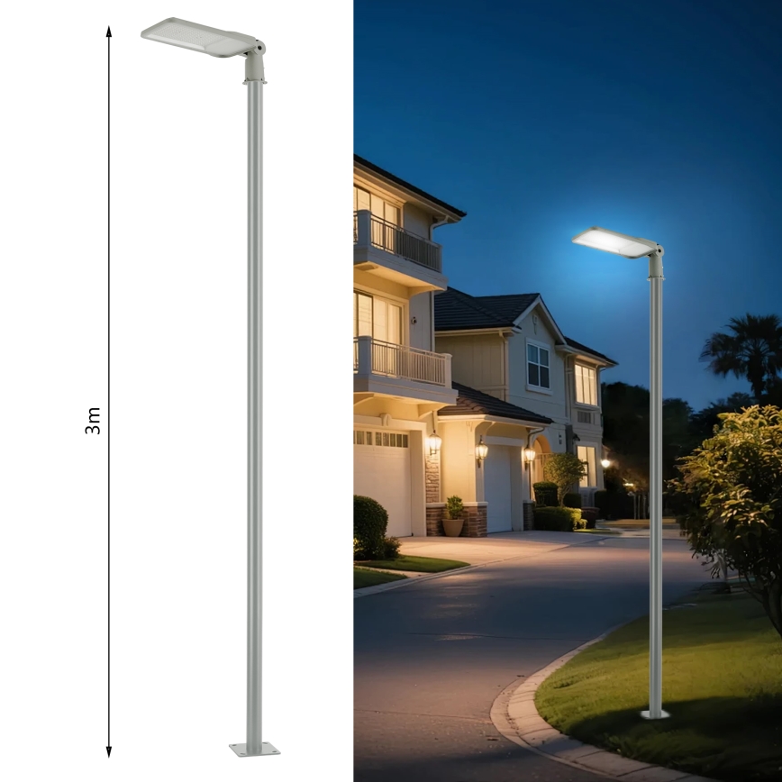 Brilagi - LED вуличний ліхтар зі стовпом і поворотним шарніром 3 m URBANLIGHT LED/200W/230V сірий IP65