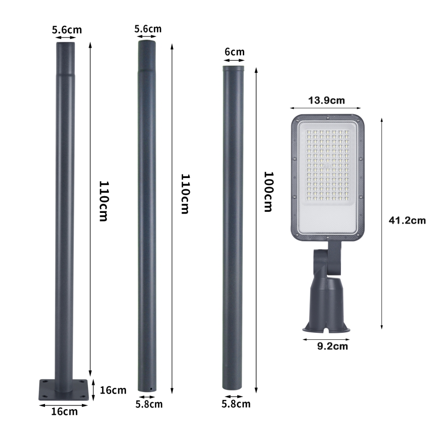 Brilagi - LED вуличний ліхтар зі стовпом та шарніром 3 м URBANLIGHT LED/50 Вт/230 В антрацит IP65