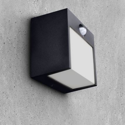 Brilagi - Зовнішній настінний світильник з LED і сенсором TERNI LED/12W/230V чорний IP44