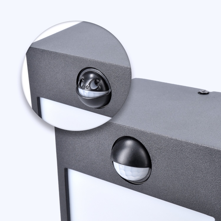 Brilagi - Зовнішній настінний світильник з LED і сенсором TERNI LED/12W/230V чорний IP44