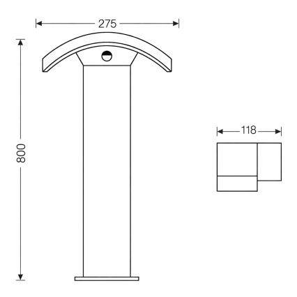 Brilagi - Вуличний світильник з LED та сенсором ARCELO LED/9W/230V 80 см IP54
