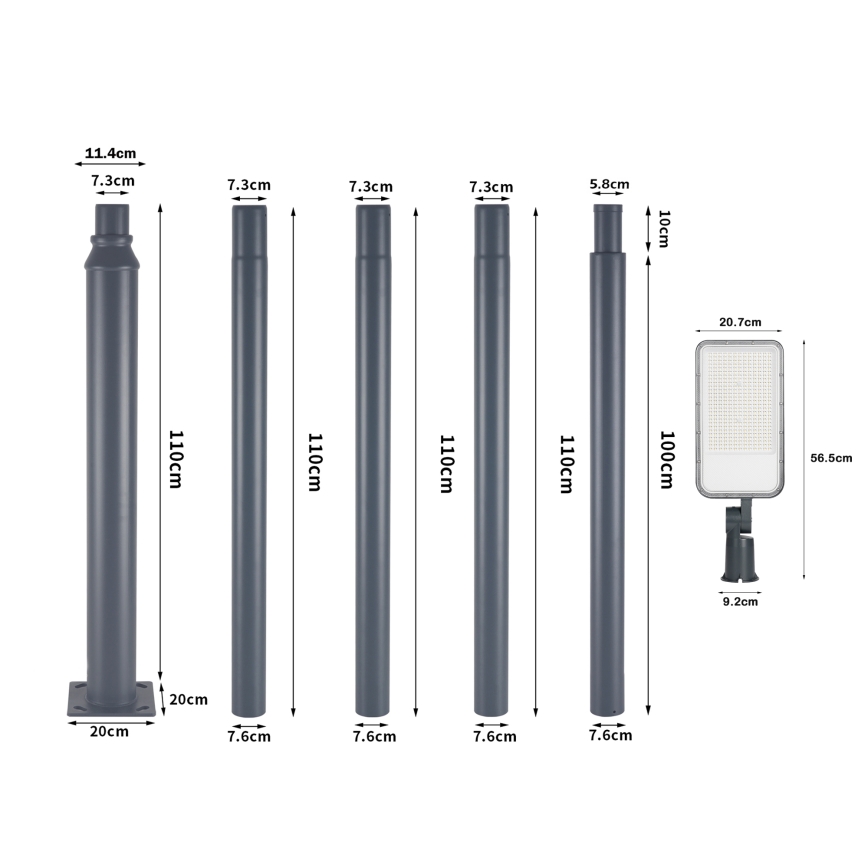 Brilagi - LED зовнішній вуличний світильник зі стовпом і шарніром 5 м URBANLIGHT LED/200W/230V антрацит IP65