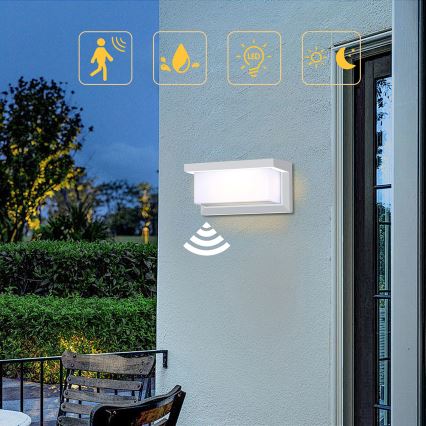 Brilagi - LED Вуличний настінний світильник з датчиком BRICKY LED/12W/230V білий IP54