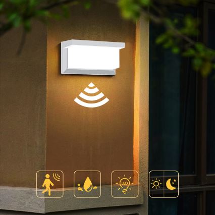 Brilagi - LED Вуличний настінний світильник з датчиком BRICKY LED/12W/230V білий IP54