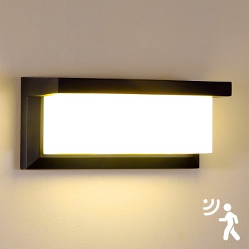 Brilagi - LED Вуличний настінний світильник з датчиком BRICKY LED/12W/230V чорний IP54