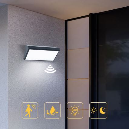 Brilagi - LED Вуличний настінний світильник з датчиком TRIANGLE LED/20W/230V антрацит IP65