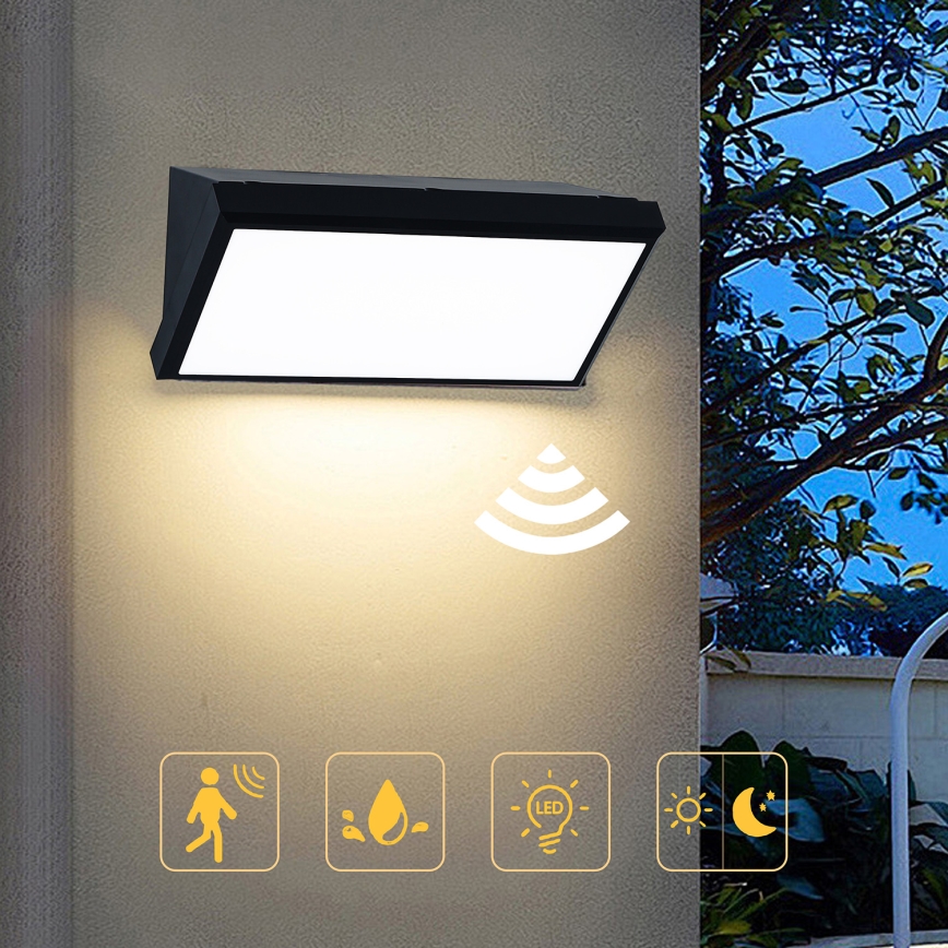 Brilagi - LED Вуличний настінний світильник з датчиком TRIANGLE LED/20W/230V чорний IP65