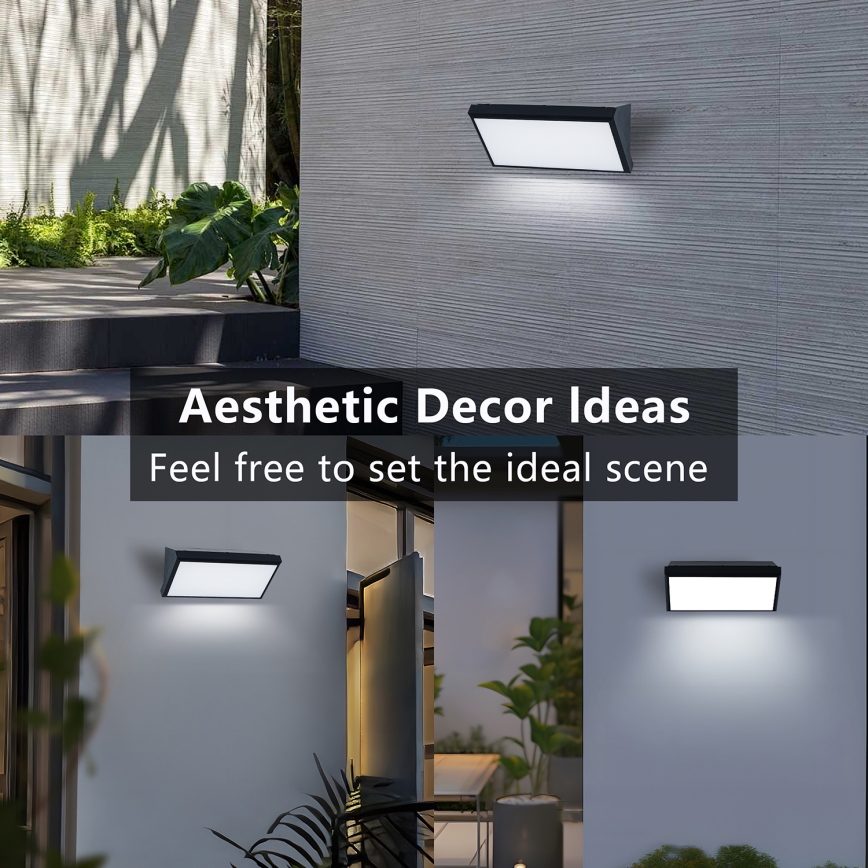 Brilagi - LED Вуличний настінний світильник з датчиком TRIANGLE LED/20W/230V чорний IP65