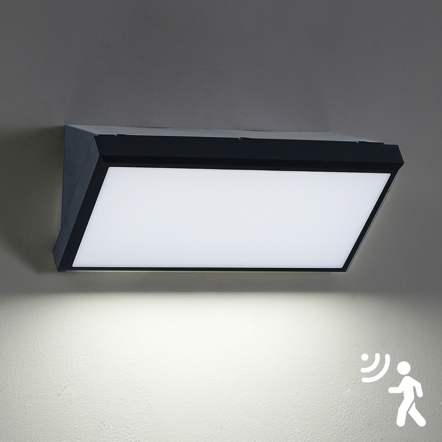 Brilagi - LED Вуличний настінний світильник з датчиком TRIANGLE LED/20W/230V чорний IP65