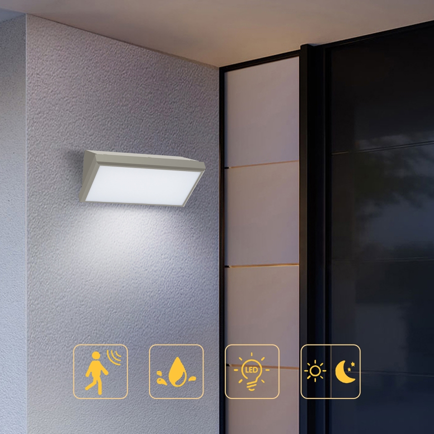 Brilagi - LED Вуличний настінний світильник з датчиком TRIANGLE LED/20W/230V сірий IP65