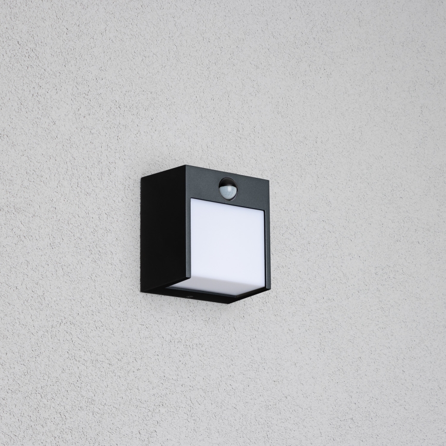 Brilagi - Зовнішній настінний світильник з LED і сенсором TERNI LED/12W/230V чорний IP44