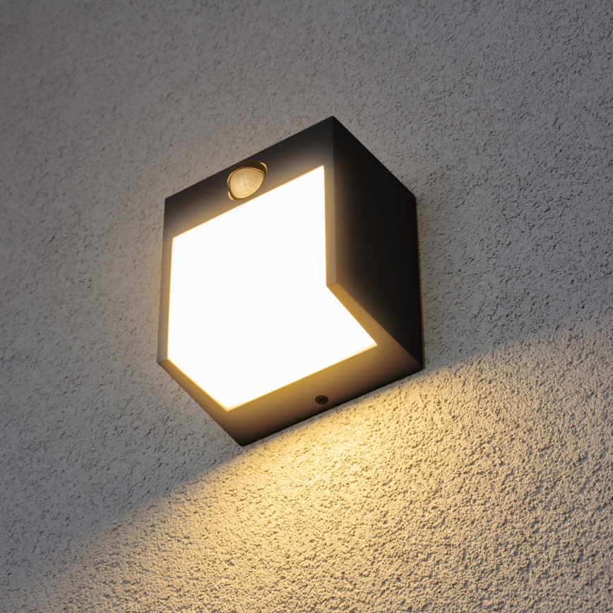 Brilagi - Зовнішній настінний світильник з LED і сенсором TERNI LED/12W/230V чорний IP44