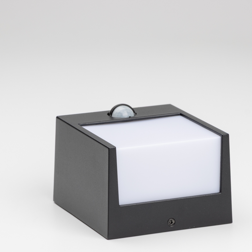 Brilagi - Зовнішній настінний світильник з LED і сенсором TERNI LED/12W/230V чорний IP44