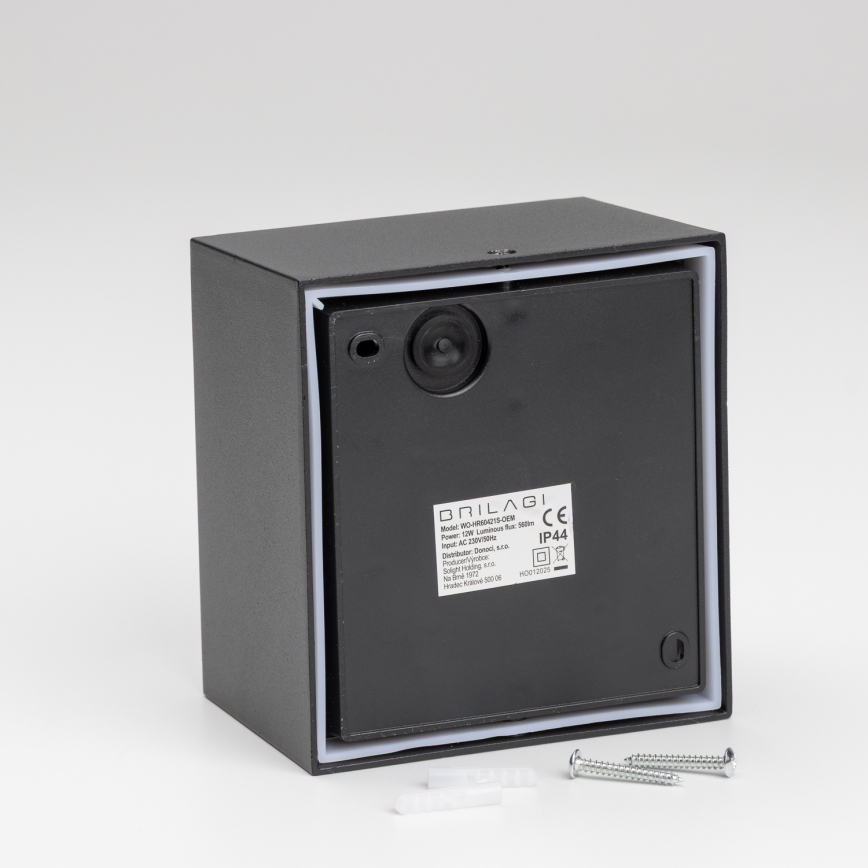 Brilagi - Зовнішній настінний світильник з LED і сенсором TERNI LED/12W/230V чорний IP44