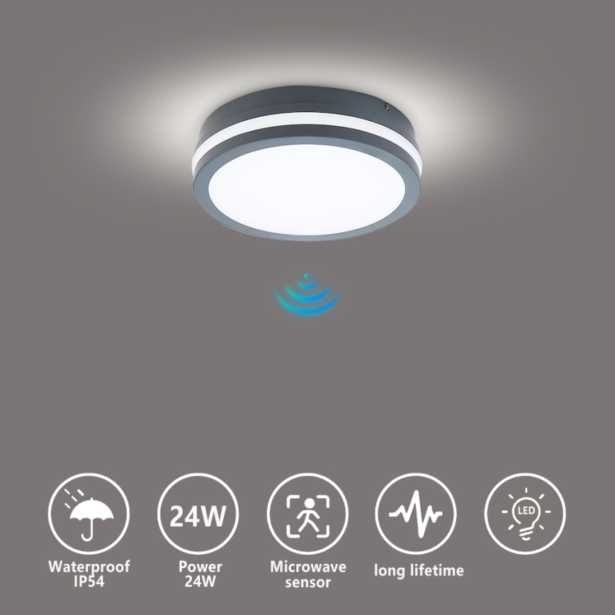 Brilagi - Вуличний світильник з LED та сенсором BENE LED/18W/230V діам. 22 см антрацит IP54