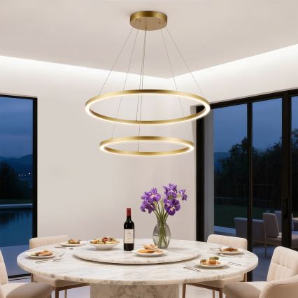 Brilagi - LED затемнювана люстра на тросі PORTOFINO LED/98W/230V 3000-6000K діаметр 80 см золота + пульт дистанційного керування