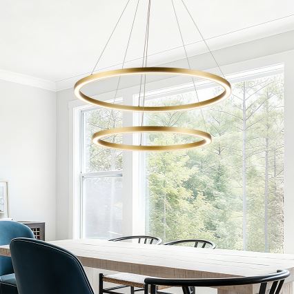 Brilagi - LED затемнювана люстра на тросі PORTOFINO LED/98W/230V 3000-6000K діаметр 80 см золота + пульт дистанційного керування