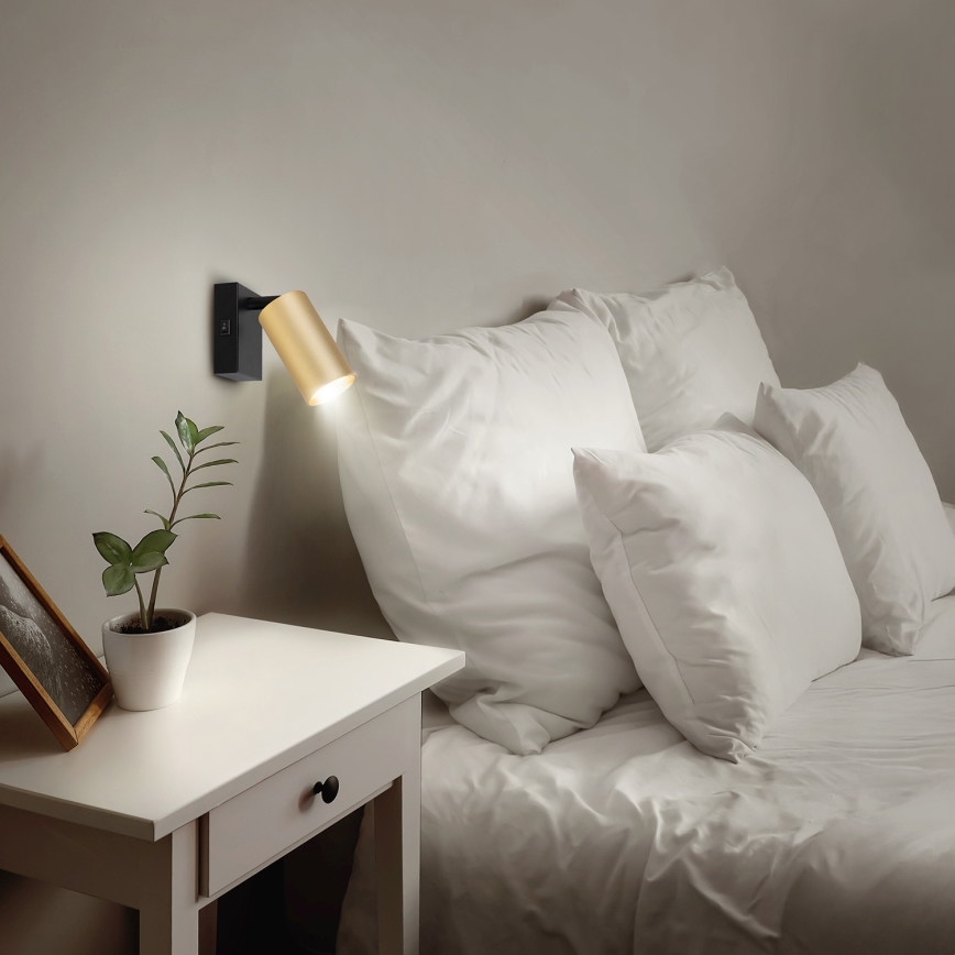 Brilagi - LED регульований настінний точковий світильник SELE 1xGU10/6,5W/230V 2700-6500K чорний/золотий