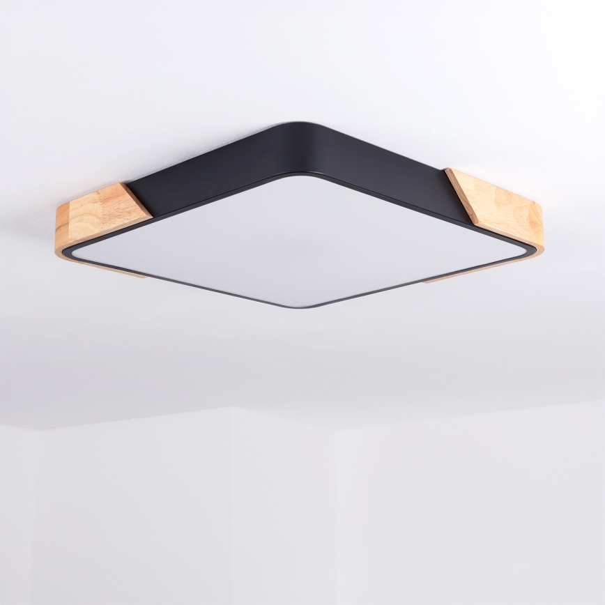 BRILAGI - LED стельовий світильник з регулюванням яскравості PILANA LED/48W/230V 3000-6500K дуб/чорний 42x42 cm + дистанційне керування