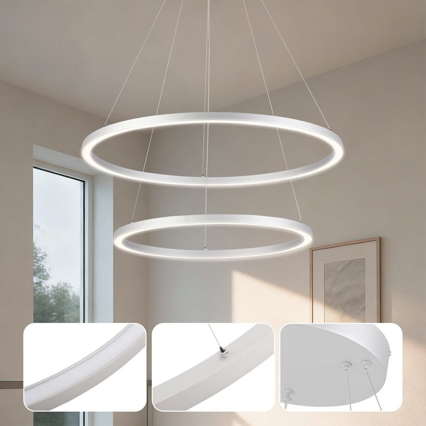 Brilagi - регульована LED-люстра на тросі PORTOFINO LED/98W/230V 3000-6000K, діаметр 80 см, срібляста + пульт дистанційного керування