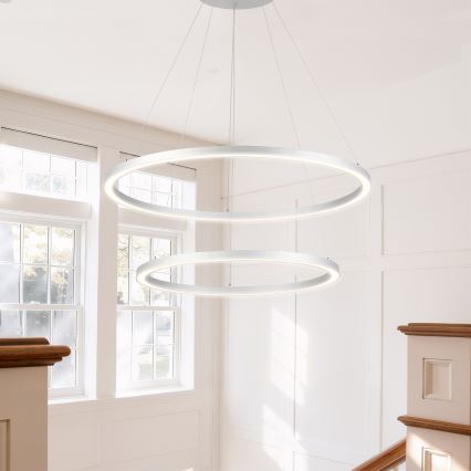 Brilagi - регульована LED-люстра на тросі PORTOFINO LED/98W/230V 3000-6000K, діаметр 80 см, срібляста + пульт дистанційного керування