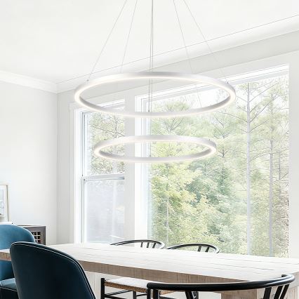Brilagi - регульована LED-люстра на тросі PORTOFINO LED/98W/230V 3000-6000K, діаметр 80 см, срібляста + пульт дистанційного керування