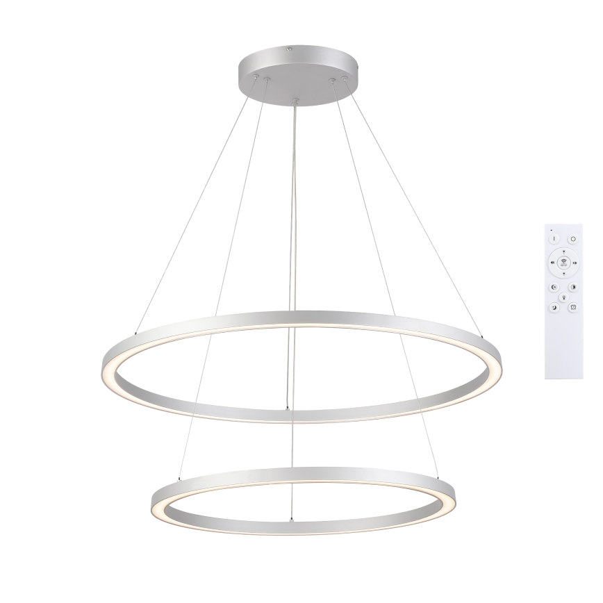 Brilagi - регульована LED-люстра на тросі PORTOFINO LED/98W/230V 3000-6000K, діаметр 80 см, срібляста + пульт дистанційного керування