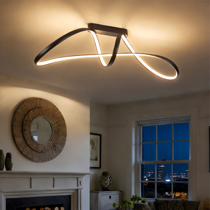 Brilagi - LED регульована накладна люстра TWISTER LED/60 Вт/230 В 3000-6000K чорна + пульт дистанційного керування