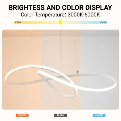 BRILAGI - LED затемнювана люстра на тросі INFINITY LED/80W/230V 3000-6000K 80x80 cm біла + з дистанційним пультом