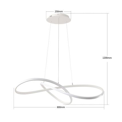 BRILAGI - LED затемнювана люстра на тросі INFINITY LED/80W/230V 3000-6000K 80x80 cm біла + з дистанційним пультом