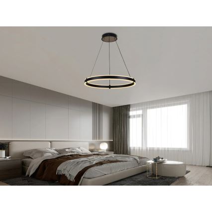 Brilagi - LED-люстра з регульованою яскравістю на тросі CIRCLE, 85 Вт/230 В, 3000–6500 К, діаметр 60 см, чорна + пульт дистанційного керування