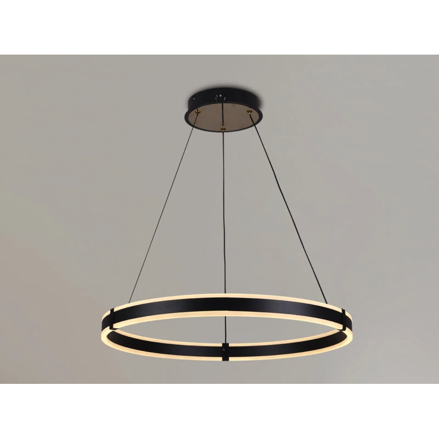 Brilagi - LED-люстра з регульованою яскравістю на тросі CIRCLE, 85 Вт/230 В, 3000–6500 К, діаметр 60 см, чорна + пульт дистанційного керування