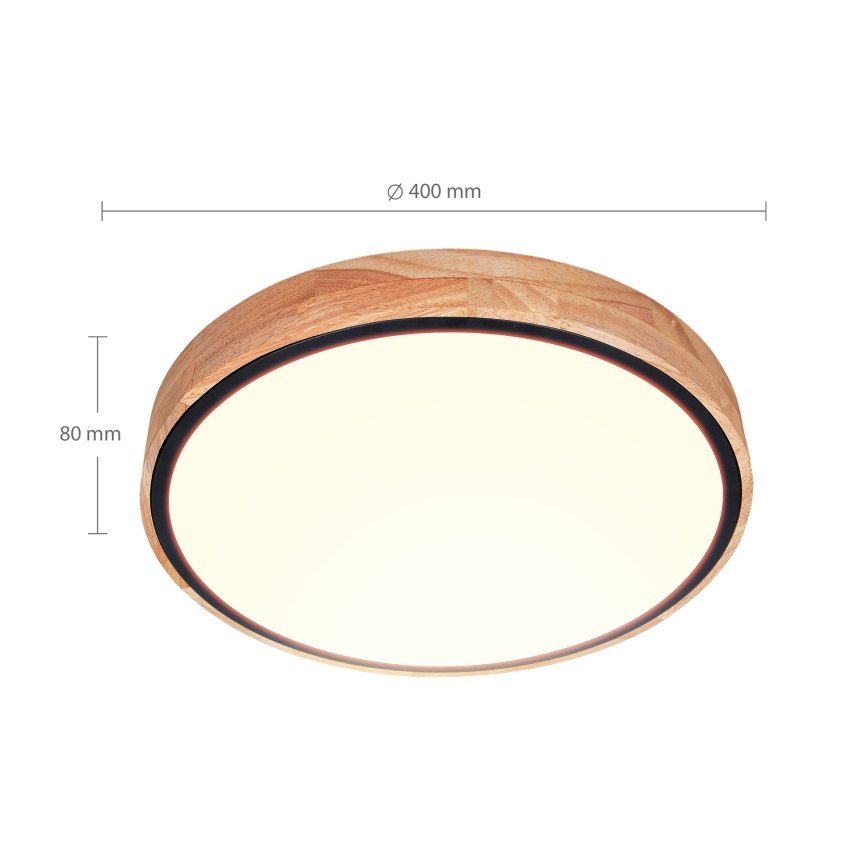 Brilagi - LED стельовий світильник GLORIA, зі змінною яскравістю, 48 Вт/230 В, 3000–6500 К, дуб, діаметр 40 см + пульт дистанційного керування